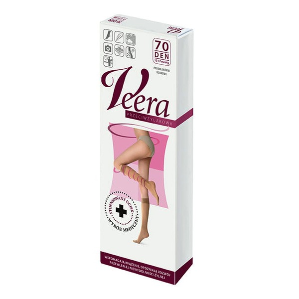 Veera, podkolanówki przeciwżylakowe, 70 DEN, grafit, rozmiar 3/4 (39-41)