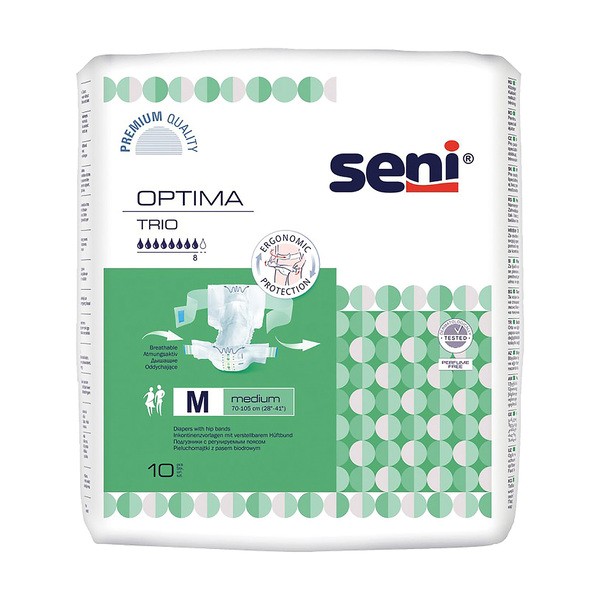 Seni Optima Trio, pieluchomajtki z pasem biodrowym, rozmiar M, 10 szt.
