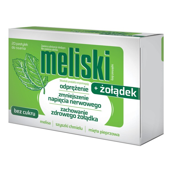 Meliski + żołądek, pastylki do ssania, smak cytrynowo - miętowy, 20 szt.