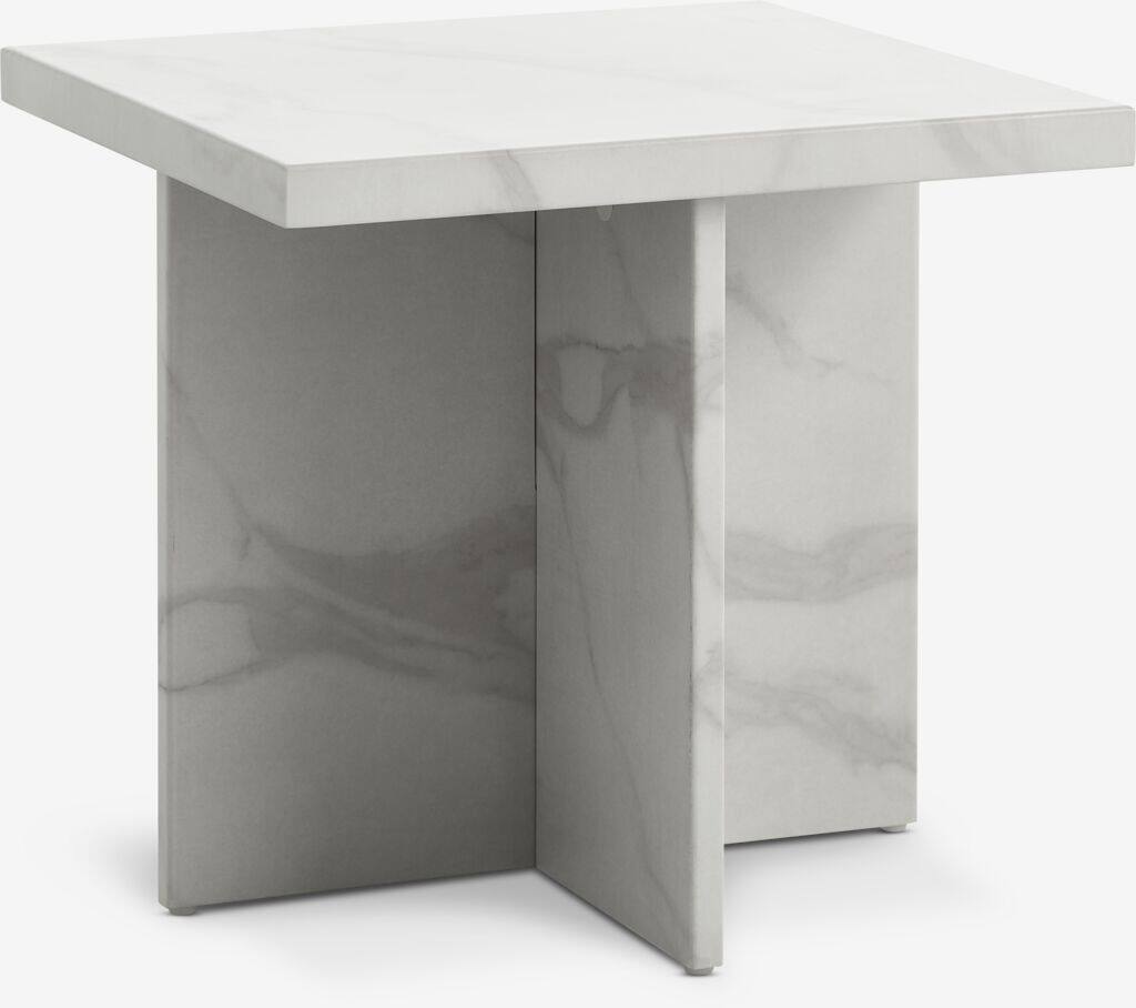 GANDRUP Hjørnebord GANDRUP 45x45 hvid marmorimitation