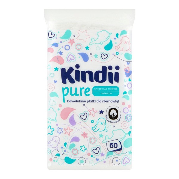 Kindii, Baby Sensitive, płatki bawełniane dla niemowląt, 60 szt.
