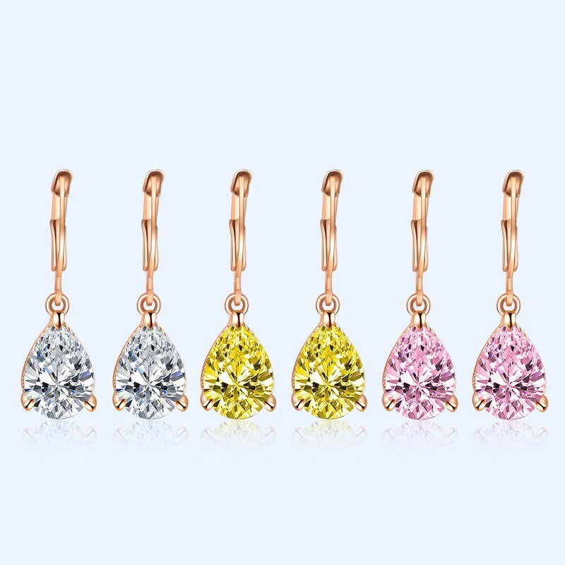 Modne kolczyki ze srebra proby 925 bizuteria kropla wody ksztalt kamien cyrkonowy kolczyki damskie na wesele obietnica akcesoria do prezentow