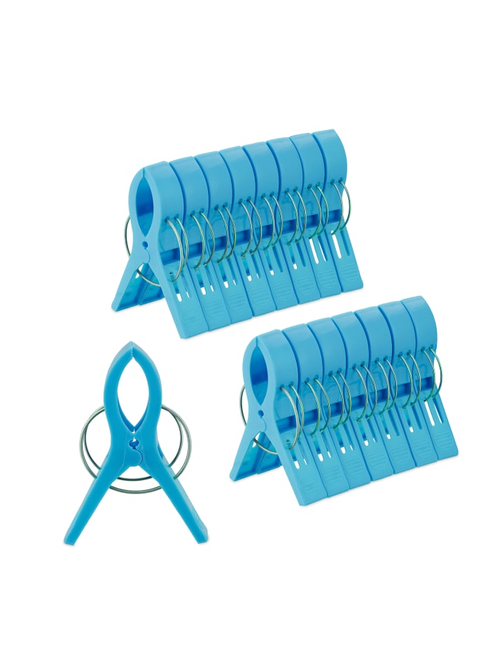 relaxdays 16 x Strandtuchklammern in Blau günstig kaufen onesize