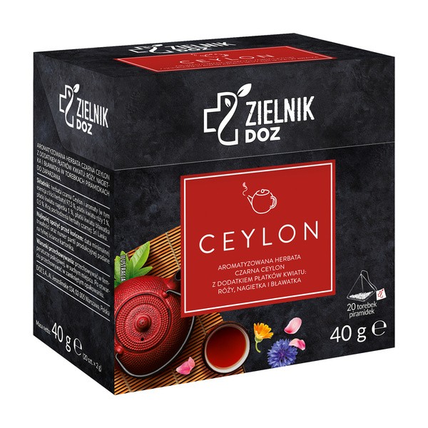 ZIELNIK DOZ Herbata Ceylon, aromatyzowana herbata czarna, 20 x 2 g