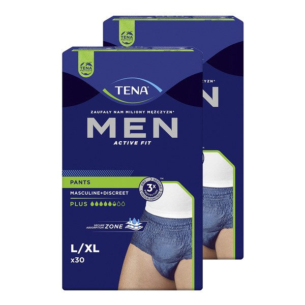 Zestaw 2 x Tena Men Pants Plus, majtki chłonne, rozmiar L, 30 szt.