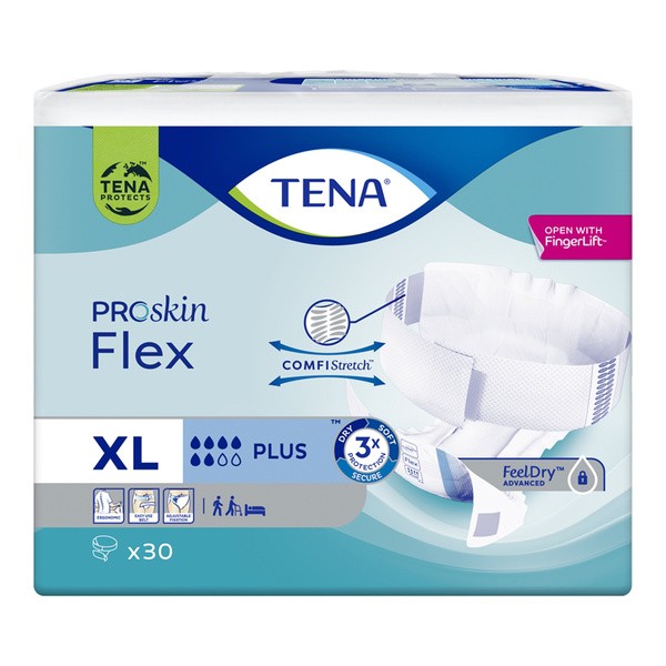 Tena ProSkin Flex Plus, pieluchomajtki, rozmiar XL, 30 szt.