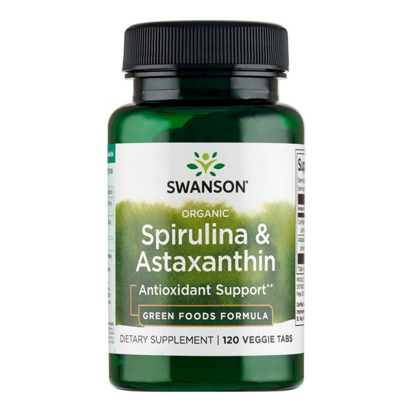 Swanson Organiczna spirulina i astaksantyna, tabletki, 120 szt.