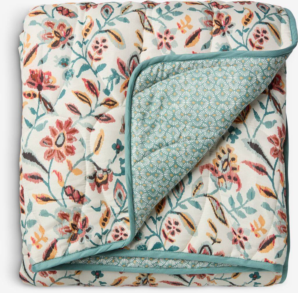 KAMILLE KAMILLE quiltet tæppe 140x200 hvid/benzin