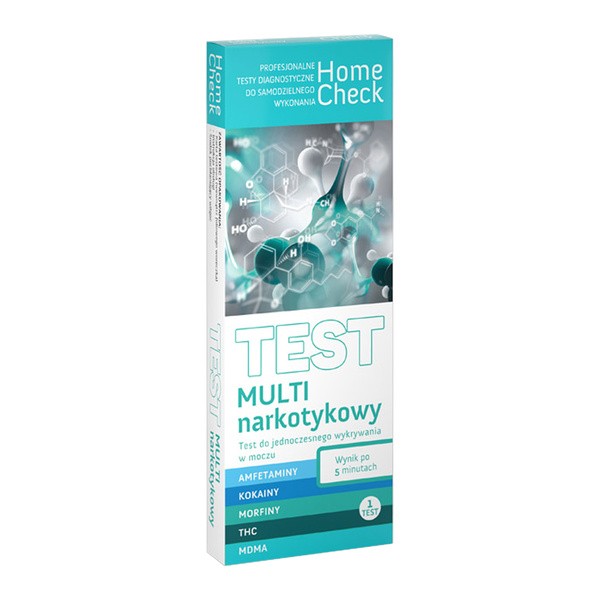 Home Check, Multi Test, test do wykrywania narkotyków (amfetamina, kokaina, morfina, THC, ekstazy), 1 szt.