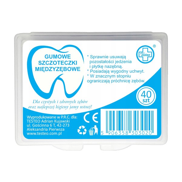 Testeo, gumowe szczoteczki międzyzębowe ortodontyczne 0.8-1.0 mm, 40 szt