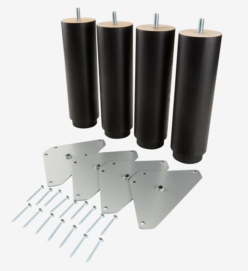 RAUDSUNDA Sengeben Ø6xH20cm RAUDSUNDA sort bøg 4 stk/pakke