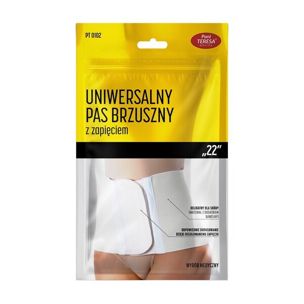 Pani Teresa, uniwersalny pas brzuszny z zapięciem, rozmiar XL, wysokość 22 cm, 1 szt.