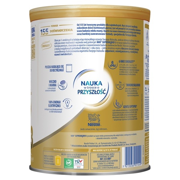 Nestle Nan Supremepro 3, produkt na bazie mleka po 1. roku życia, 800 g