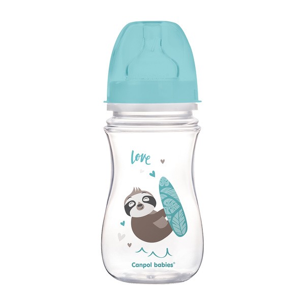 Canpol Easy Start Toys, butelka szerokootworowa, antykolkowa, niebieska, 240 ml