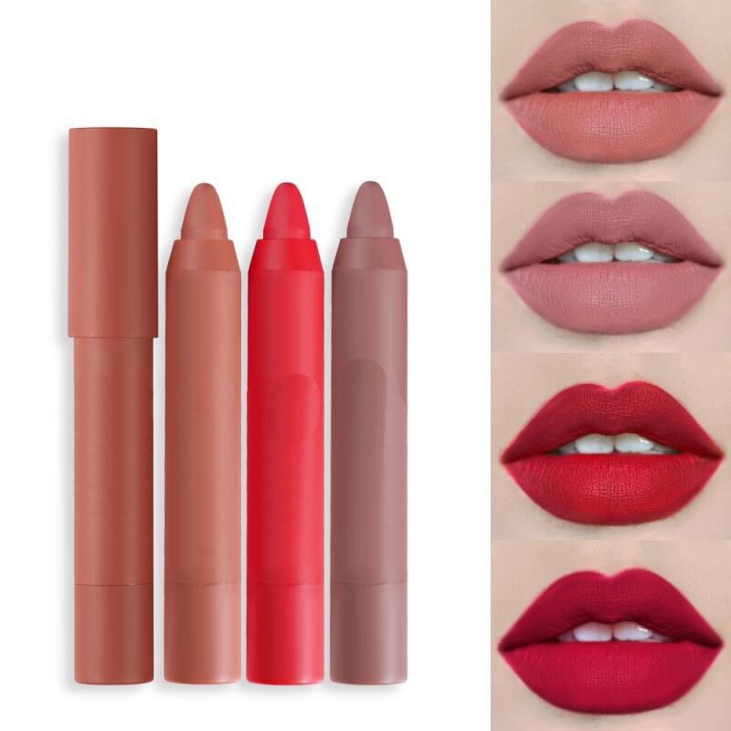 Lápices labiales terciopelo mate de 12 colores, a prueba de agua, de larga duración, labios rojos sexy, lápiz labial no se pega al vaso, maquillaje, tinte labial, cosmético TSLM2
