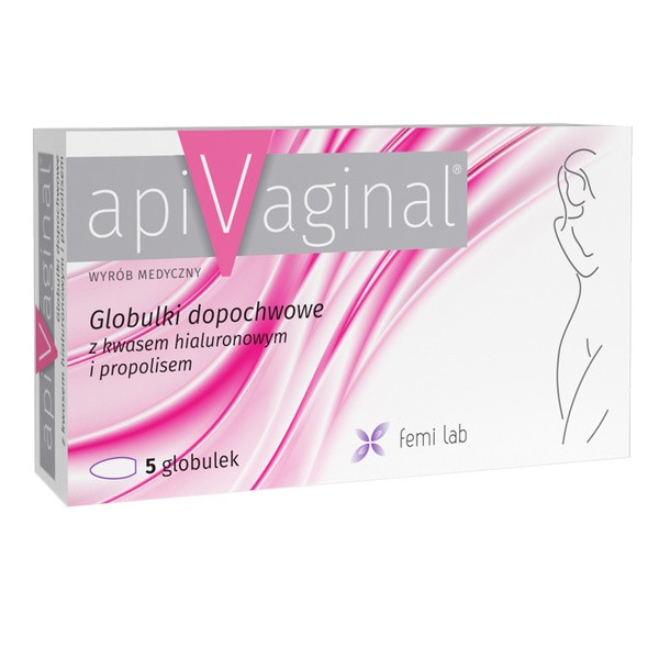 Apivaginal, globulki dopochwowe z kwasem hialuronowym i propolisem, 5 szt.