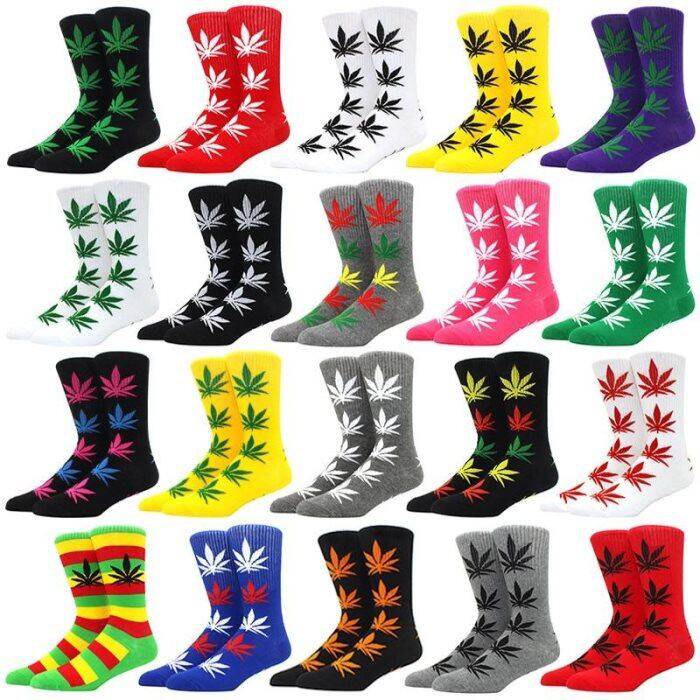 1 pair Men Fashion Business Weed Hemp Cotton Socks Street Fashion Skateboard Couple Girls Harajuku Trend Socks Give Men a Gift