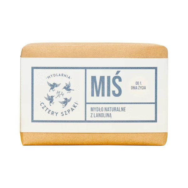 Mydlarnia 4 Szpaki, Miś z lanoliną, naturalne mydło w kostce, 110 g