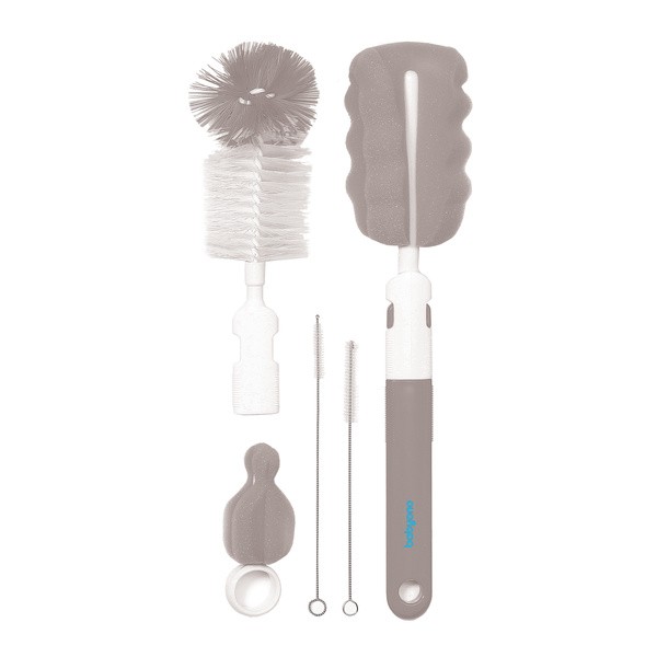 BabyOno,  zestaw szczotek do butelek i smoczków, szary