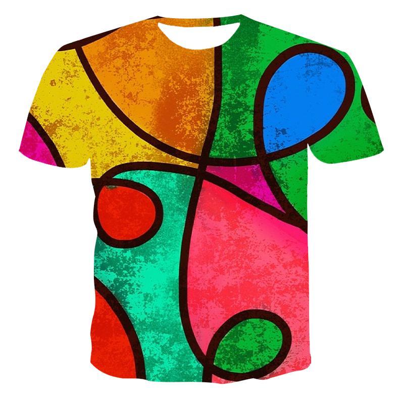 2020 multi color geometric mosaic series hot 3dT shirt unisex summer top cross border factory direct sales