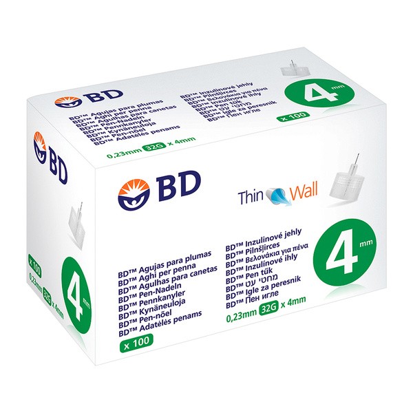 BD, igły do wstrzykiwaczy, 32G x 4mm, 100 szt.