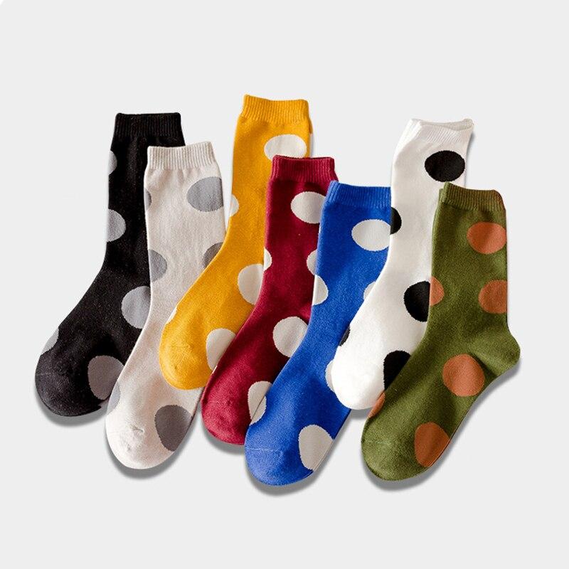 Fashion Dot Cotton Socks For Women Harajuku Long Socks Cew Korean Funny Socks Femme Streetwear Calcetines Meias Autumn Winter