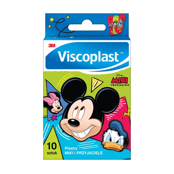 Viscoplast, Plastry Miki i Przyjaciele, dekorowane plastry dla dzieci, 72 mm x 25 mm, 10 szt.
