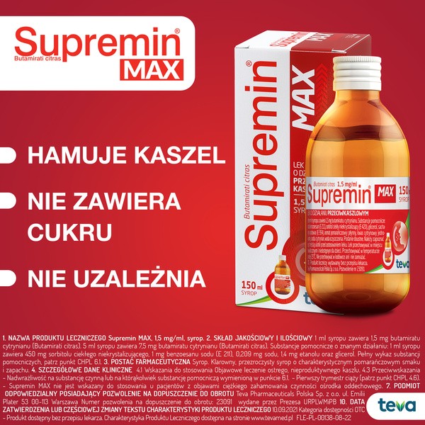 Supremin MAX, 1,5 mg/ml, syrop, 150 ml
