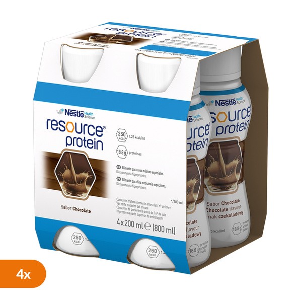 Zestaw 4 x Resource Protein, płyn o smaku czekoladowym, 4 x 200 ml