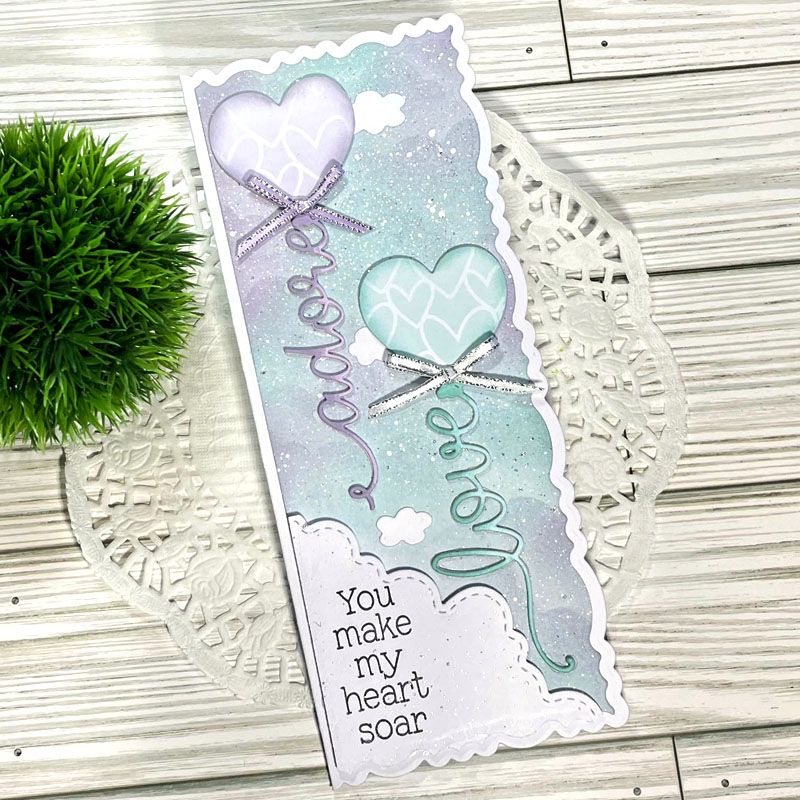 Heart Hot Air Balloon Phrases Clear Stamp Set 8 Stamps