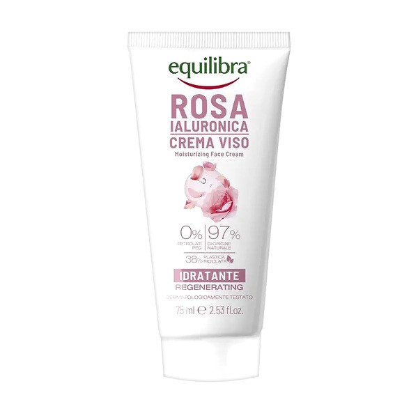 Equilibra, różany krem do rąk z kwasem hialuronowym, 75 ml