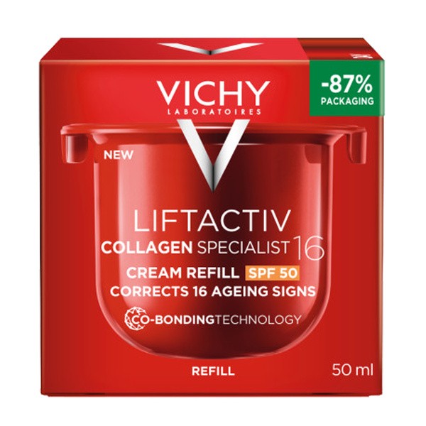 Vichy Liftactiv Collagen Specialist, krem SPF 50 redukujący 16 oznak starzenia, refill, 50 ml