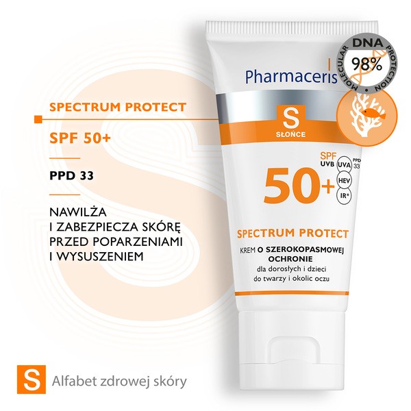 Pharmaceris S SPECTRUM PROTECT, krem o szerokopasmowej ochronie do twarzy i okolic oczu SPF 50+, 50 ml