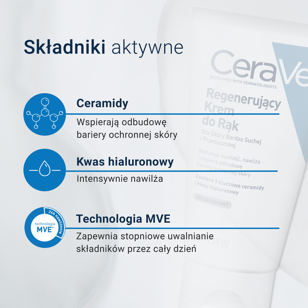 CeraVe, regenerujący krem do rąk z ceramidami do skóry suchej i bardzo suchej, 50 ml