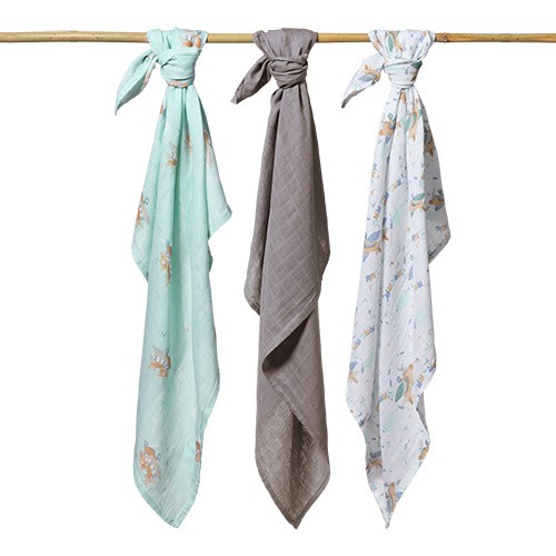 BabyOno Natural Bamboo, naturalne pieluszki z włókien bambusa, kolor szary, 3 szt.