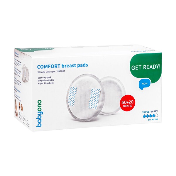 BabyOno, wkładki laktacyjne Comfort, 50+20 szt.