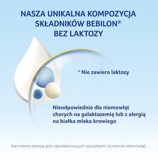 Bebilon, Bez Laktozy, mleko początkowe od urodzenia, proszek, 400 g