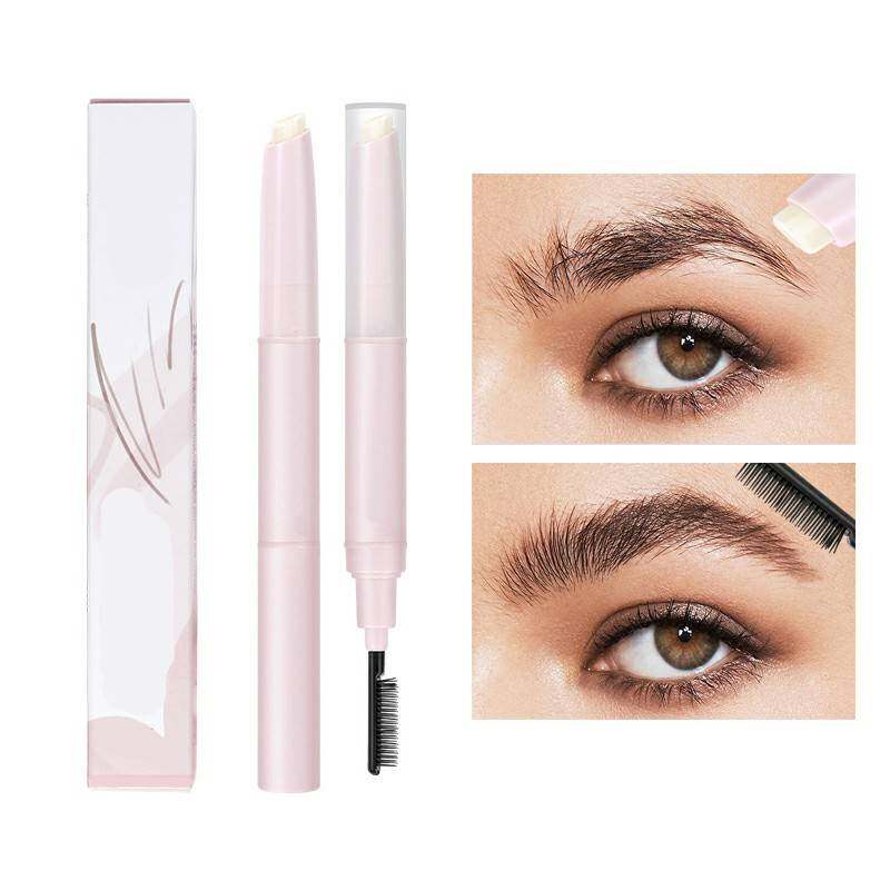 Gel y Cera para Cejas: Lápiz de Doble Punta (Gel y Cera), Impermeable y de Larga Duración; Incluye Cepillo Moldeador para Cejas Naturales; Cosmético para Mujer