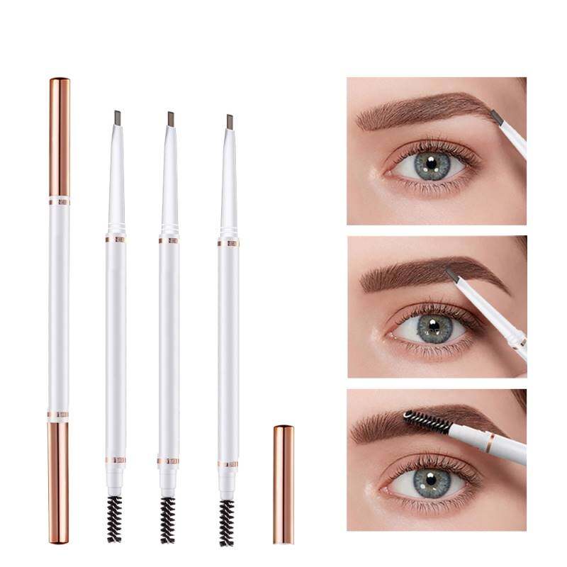 lápis de sobrancelha triangular ultrafino, à prova d'água, para sobrancelhas, estilo tatuagem, cosmético, nas cores marrom escuro e cinza. Maquiagem para sobrancelhas.