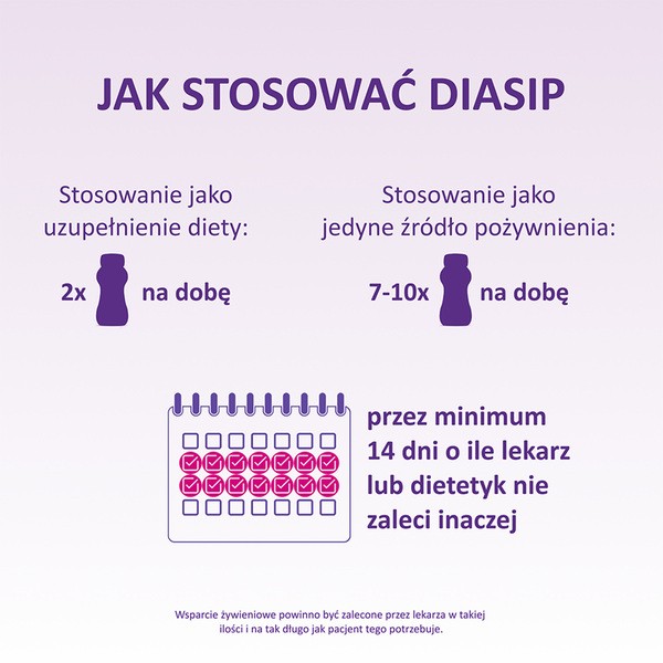 Diasip, płyn, smak truskawkowy, 4 x 200 ml
