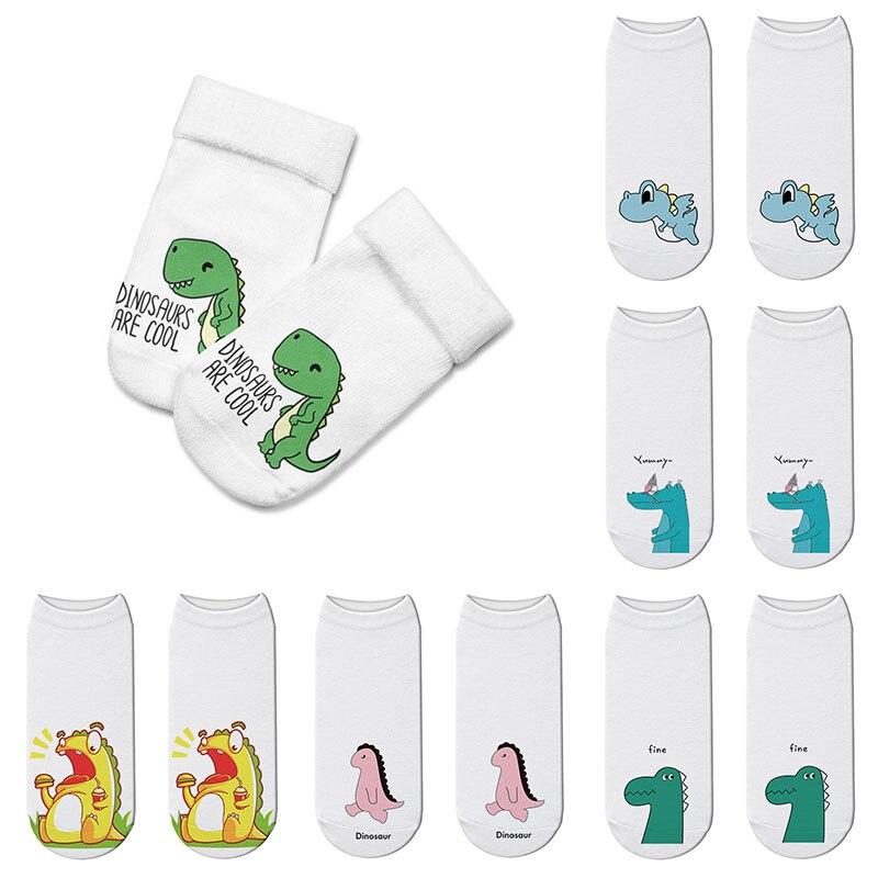 Cute Cartoon Dinosaur Animal 3D Printing Socks Funny Short Socks Cotton Unisex Sox Chaussettes Femmes Happy High Quality Socks