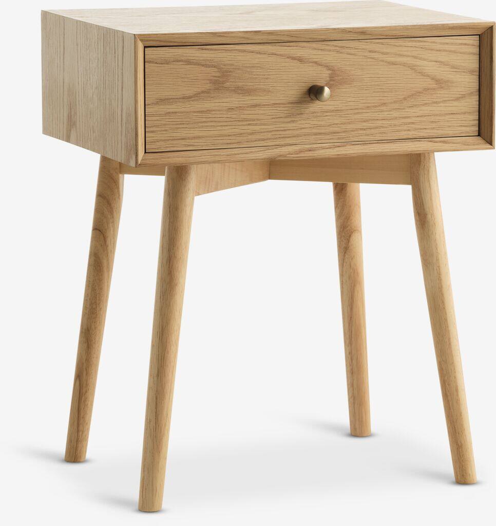 HOKKSUND HOKKSUND sengebord, 1 skuffe, eg natur