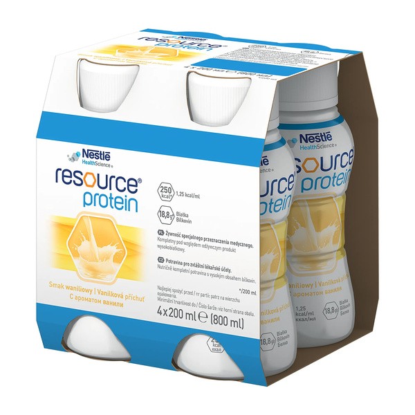 Zestaw 4 x Resource Protein, płyn, o smaku waniliowym, 4 x 200 ml