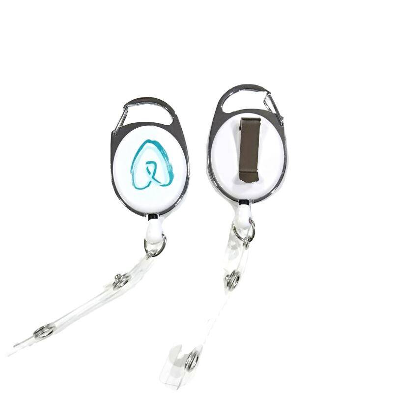 Customized metal oval Retractable Badge Reel/Carabiner ID Card Retractable Badge