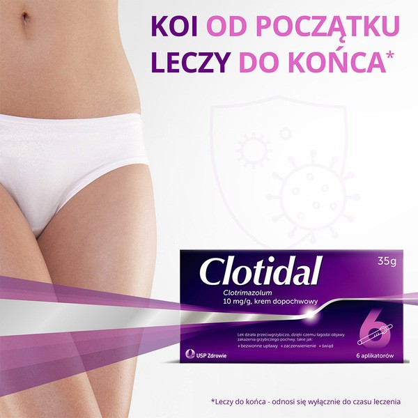 Clotidal, 10 mg/g, krem dopochwowy, 35 g + 6 aplikatorów