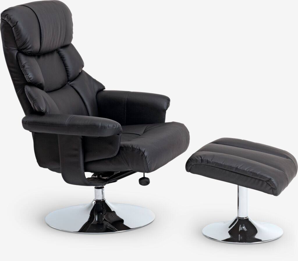 HASSELAGER HASSELAGER lænestol med skammel i imiteret læder