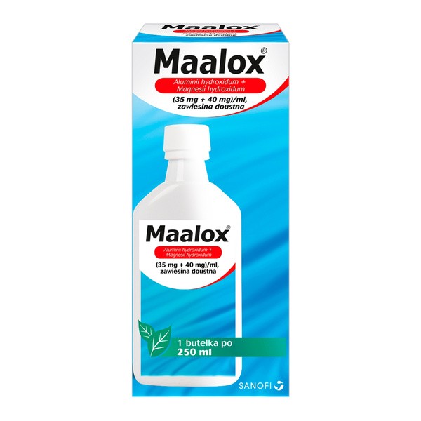 Maalox, (35 mg+40mg)/ml, zawiesina doustna, 250 ml