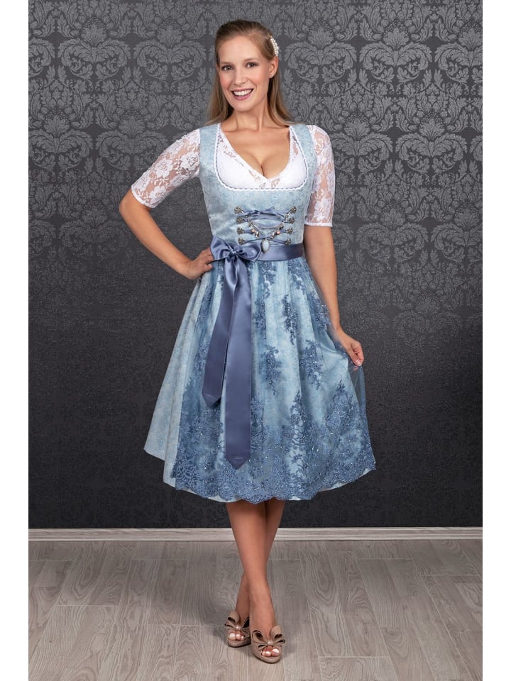 Edelnice Midi Dirndl 2-teilig Cloé in hellblau günstig kaufen