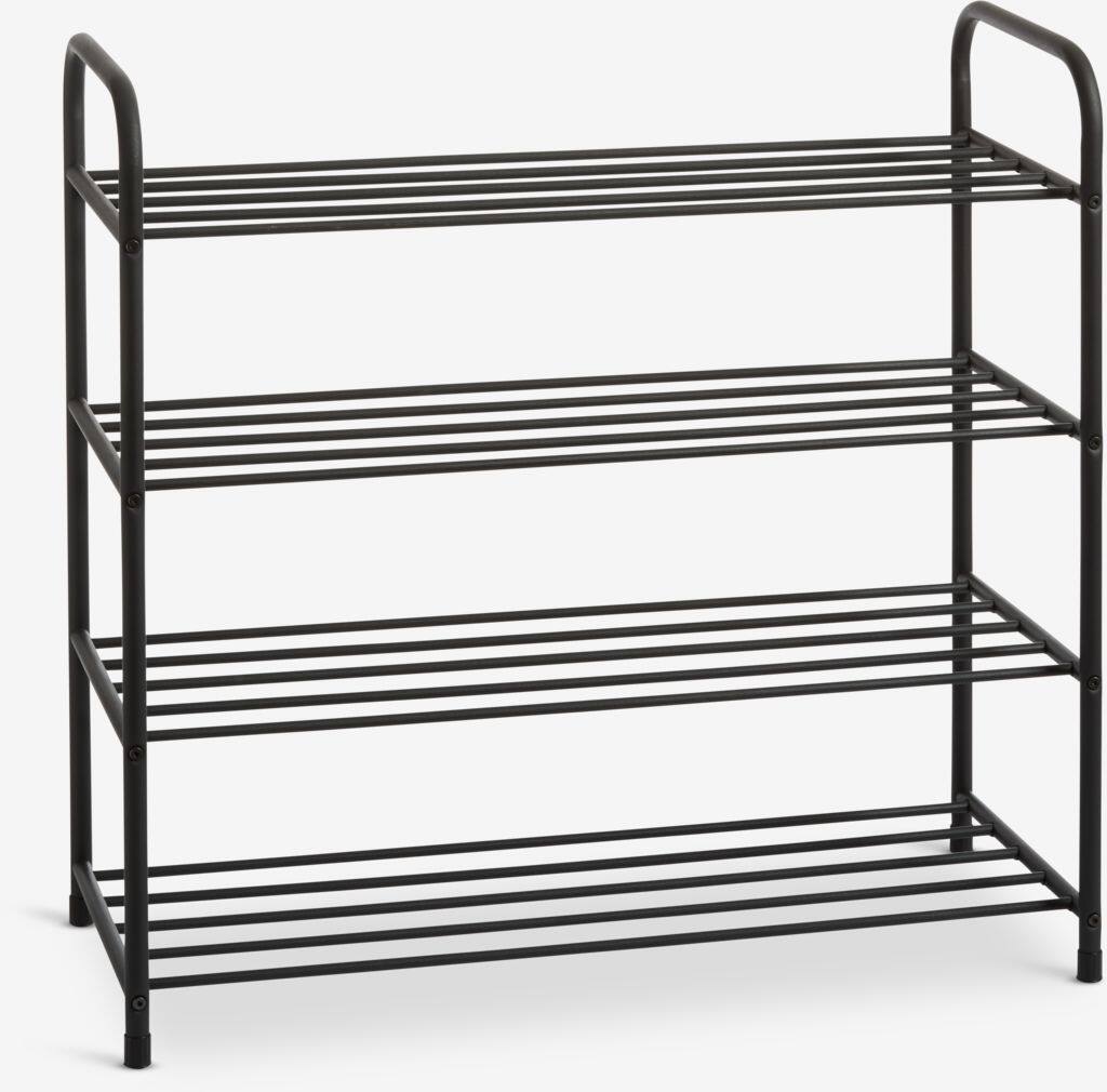 HALS Skohylde med 4 hylder, sort