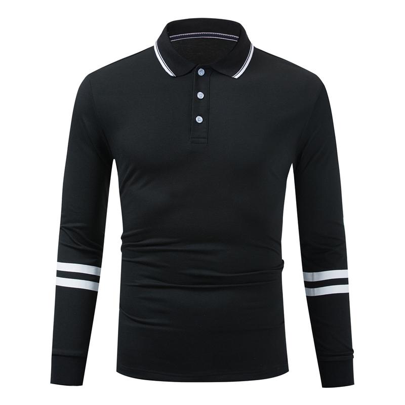 2020 New Long Sleeve Smart Casual Business 100% Cotton Polo Shirt Men Classic Solid Color High Quality Polo Shirts Clothing,1001